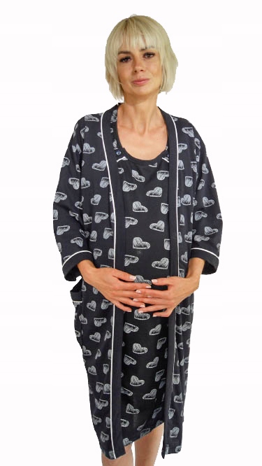 ZESTAW KOSZULA I SZLAFROK DO SZPITALA PORODU XXL Rękaw inny