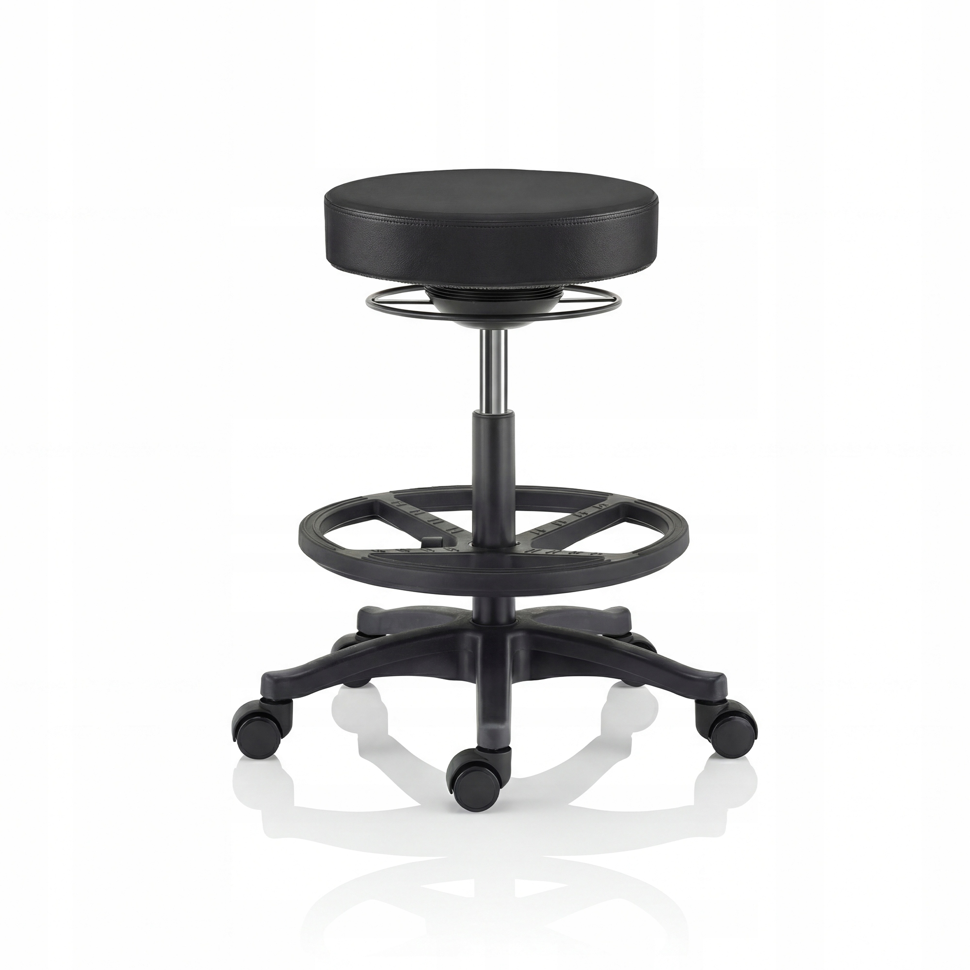 Jan Nowak Dílenská stolička na kolečkách, pracovní stolička, garážová stolička Černá