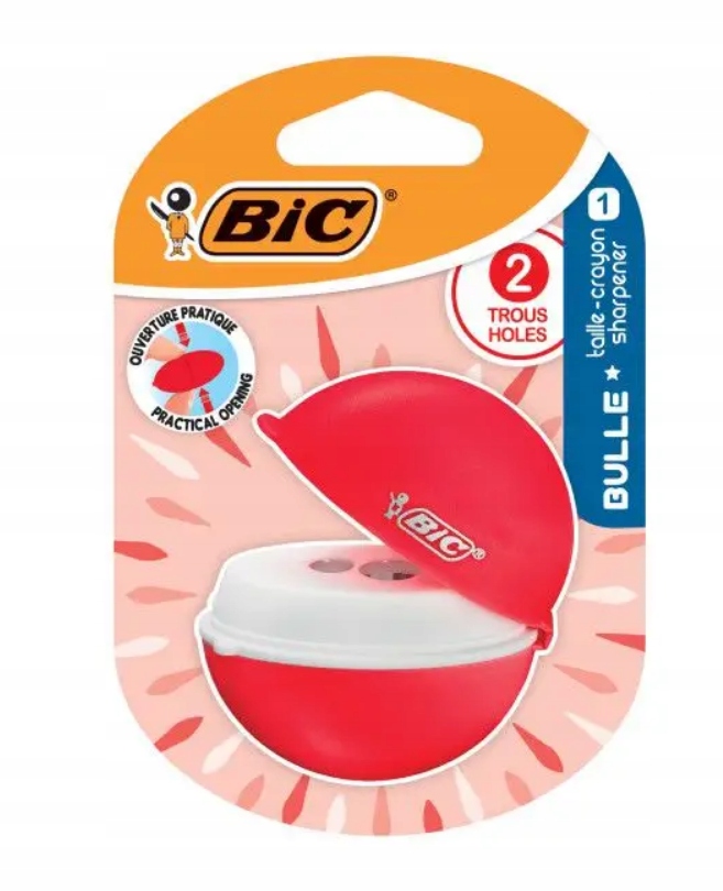 Temperówka manualna, podwójna, z pojemnikiem BIC Czerwona