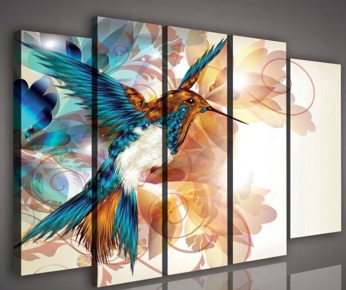 Obraz 150x100 Kolibrík let dynamika jasné farby abstrakcia príroda