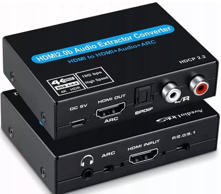 Ekstraktor dźwięku Arc Hdmi 4K Hdr HDCP2.2 Toslink