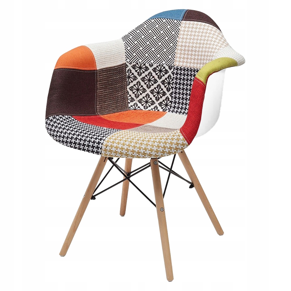 

Fotel Designerski Krzesło Retro Patchwork Kolorowy