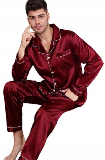 Elegantní Saténové Pyžamo Rozepínací Pyžamo Příjemné Na Dotek Satén M