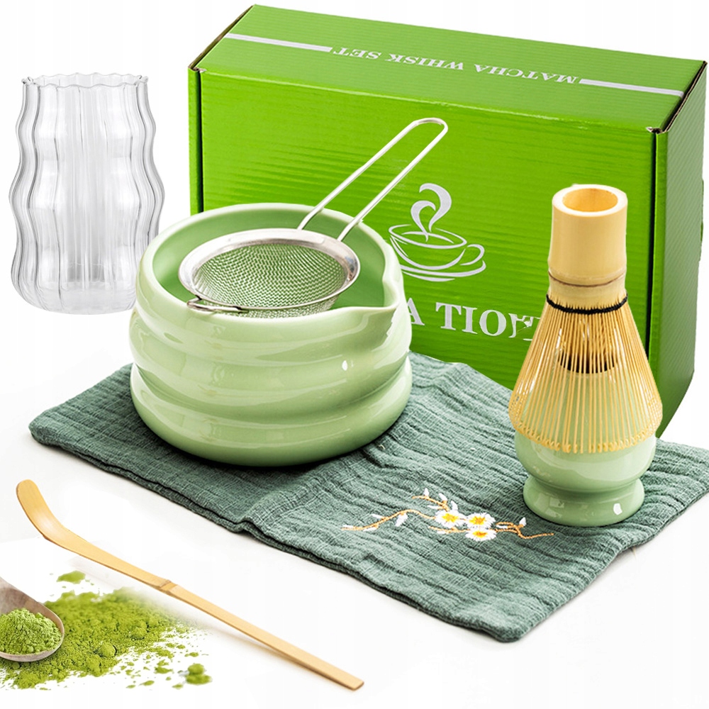 7x Bambusowy Zestaw Prezentowy Do Herbaty Matchy Chashaku Trzepaczka Łyżka