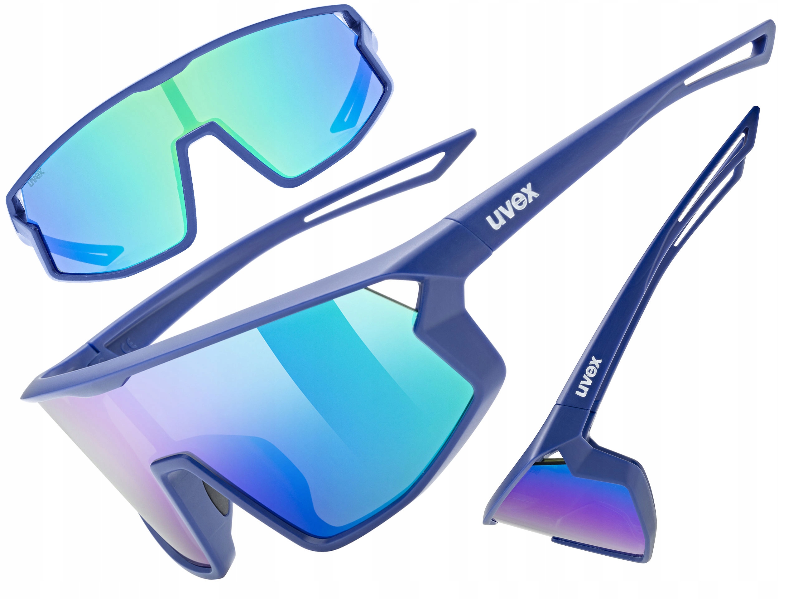 Cyklistické brýle Uvex Skyryse Jr. modré matné (zrcadlově zelené) S3