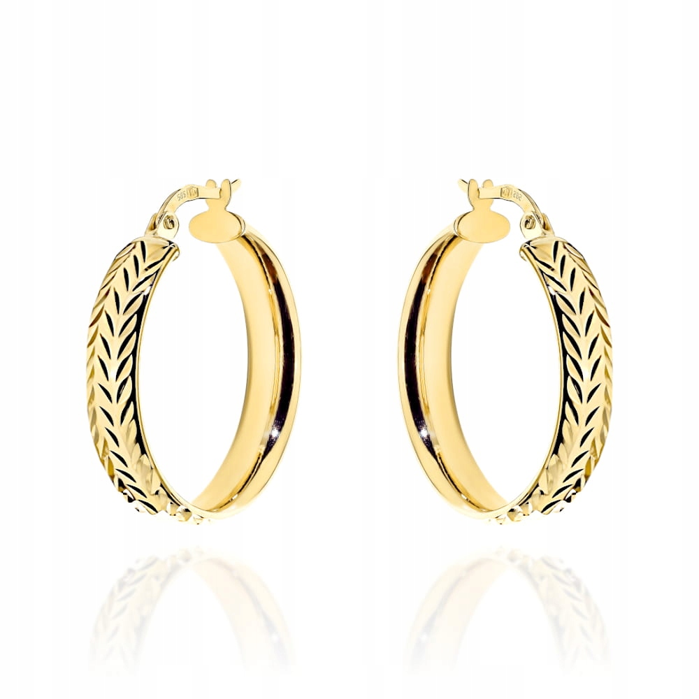 Dámské zlaté 585 náušnice s kruhy zdobenými diamantem pod vánoční stromeček