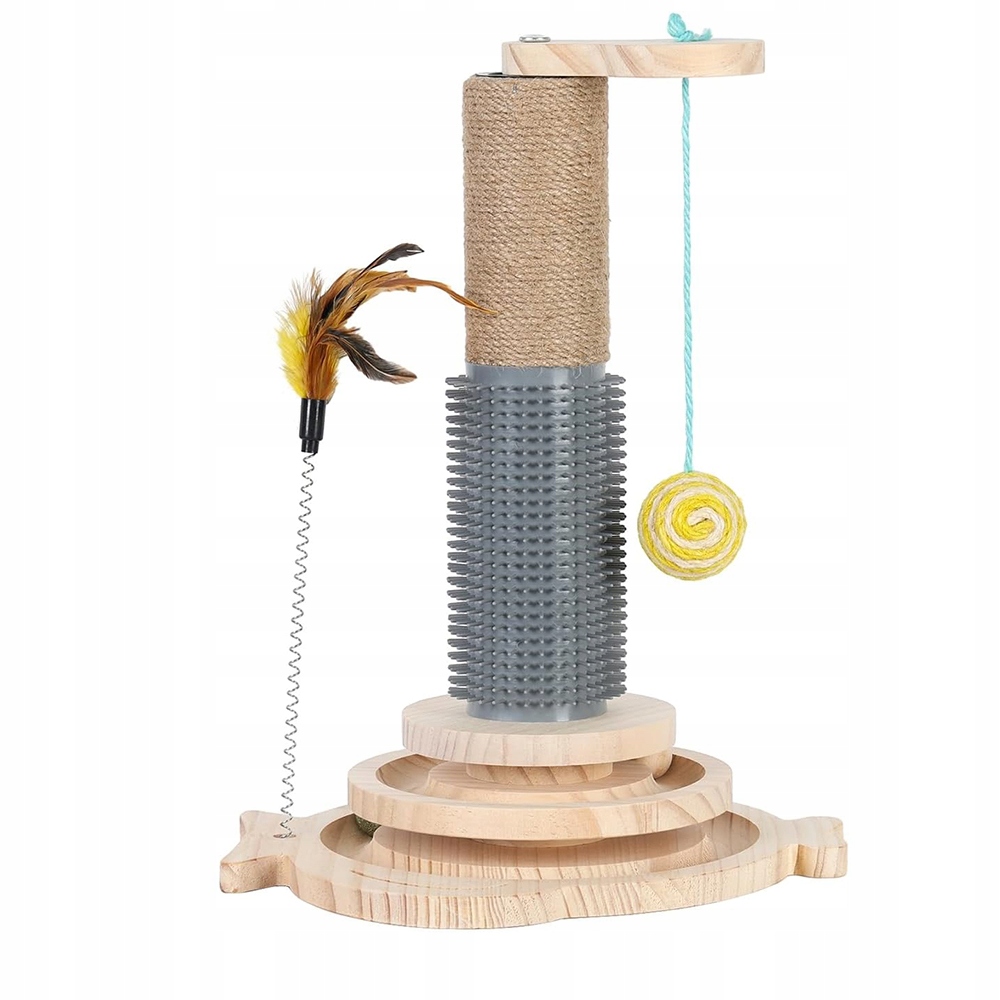 Levně Škrabadlo Pro Kočky Hračka S Míčkem A Pírkem Masážní Sloupek Pro Kočky Hračka