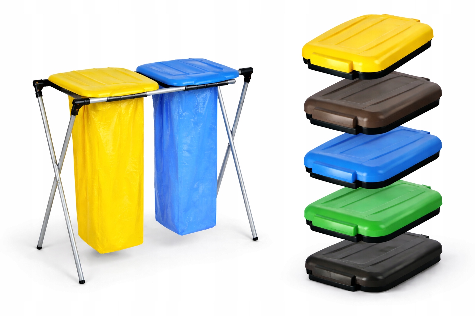 Stojan na tříděný odpad 2-polohový Rám na sáčky 2x120L Recyklovatelný