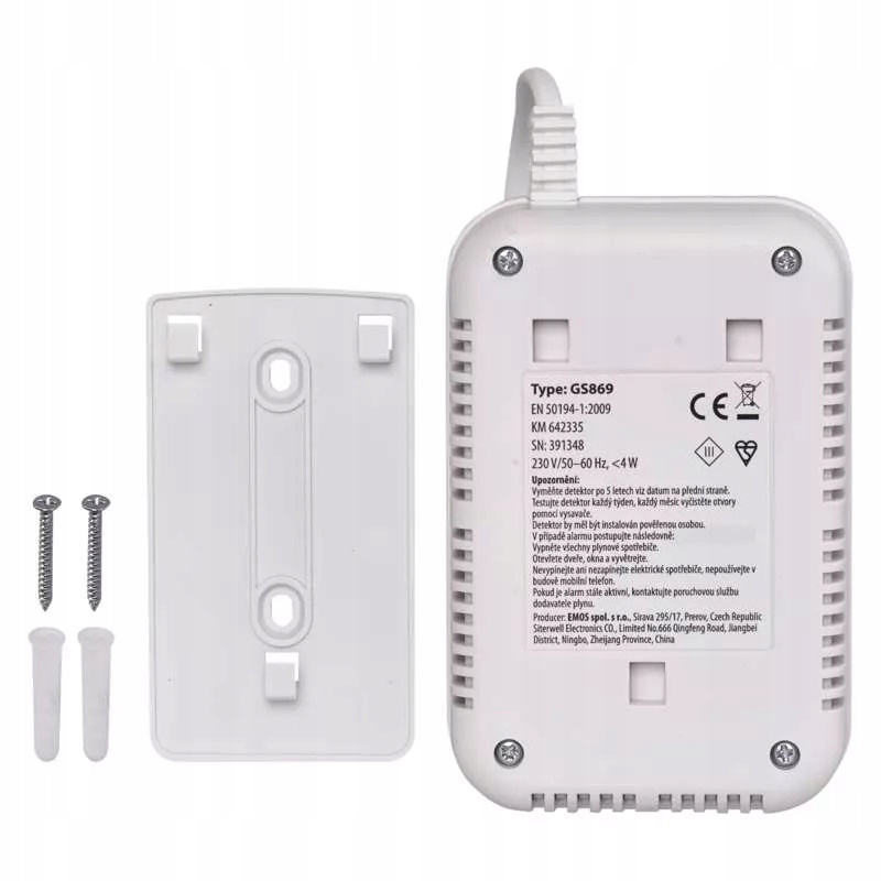 Detektor czujnik gazu ziemnego sieciowy 230V GS869 Marka Emos