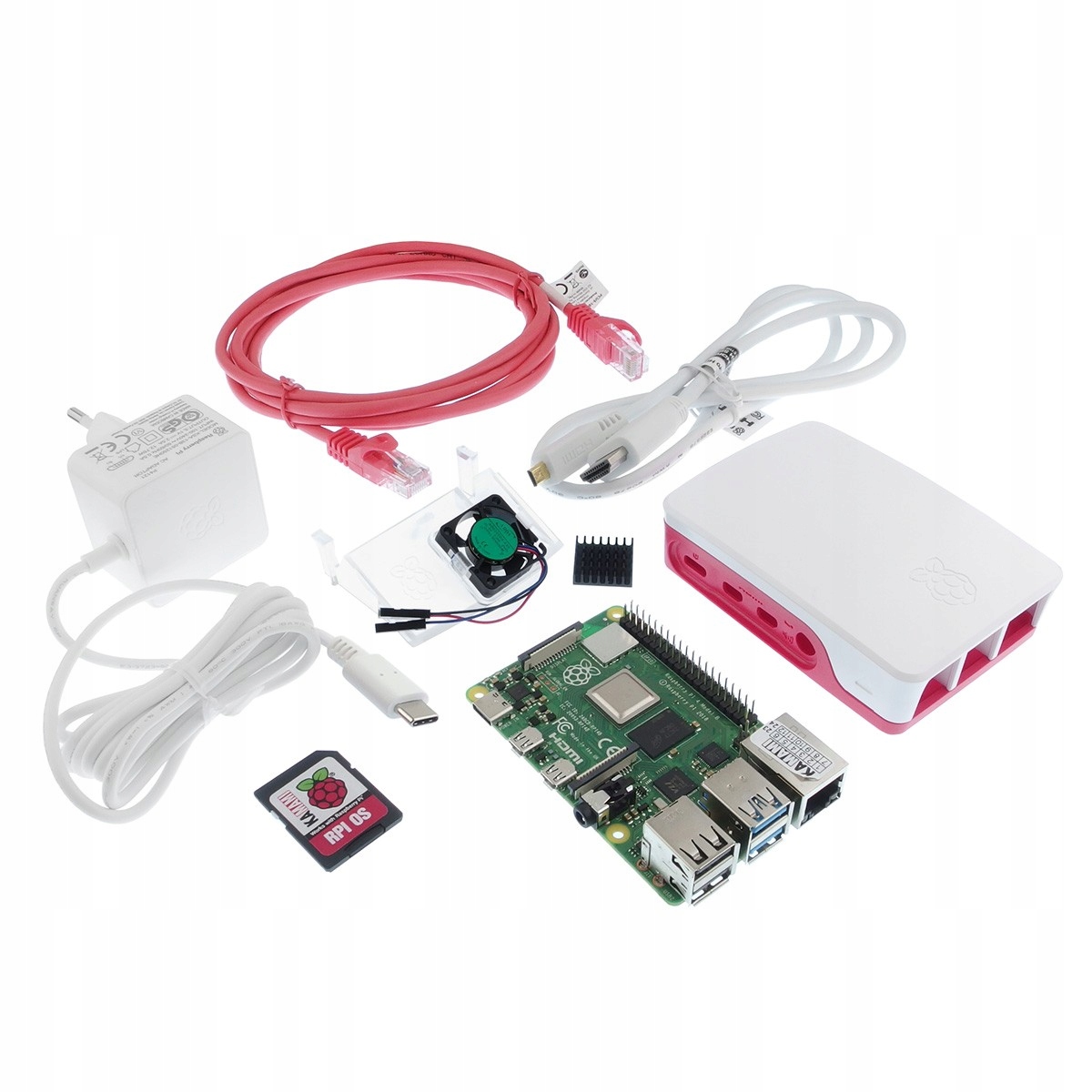 Raspberry Pi 4B 8GB zestaw startowy z oficjalnymi akcesoriami biały