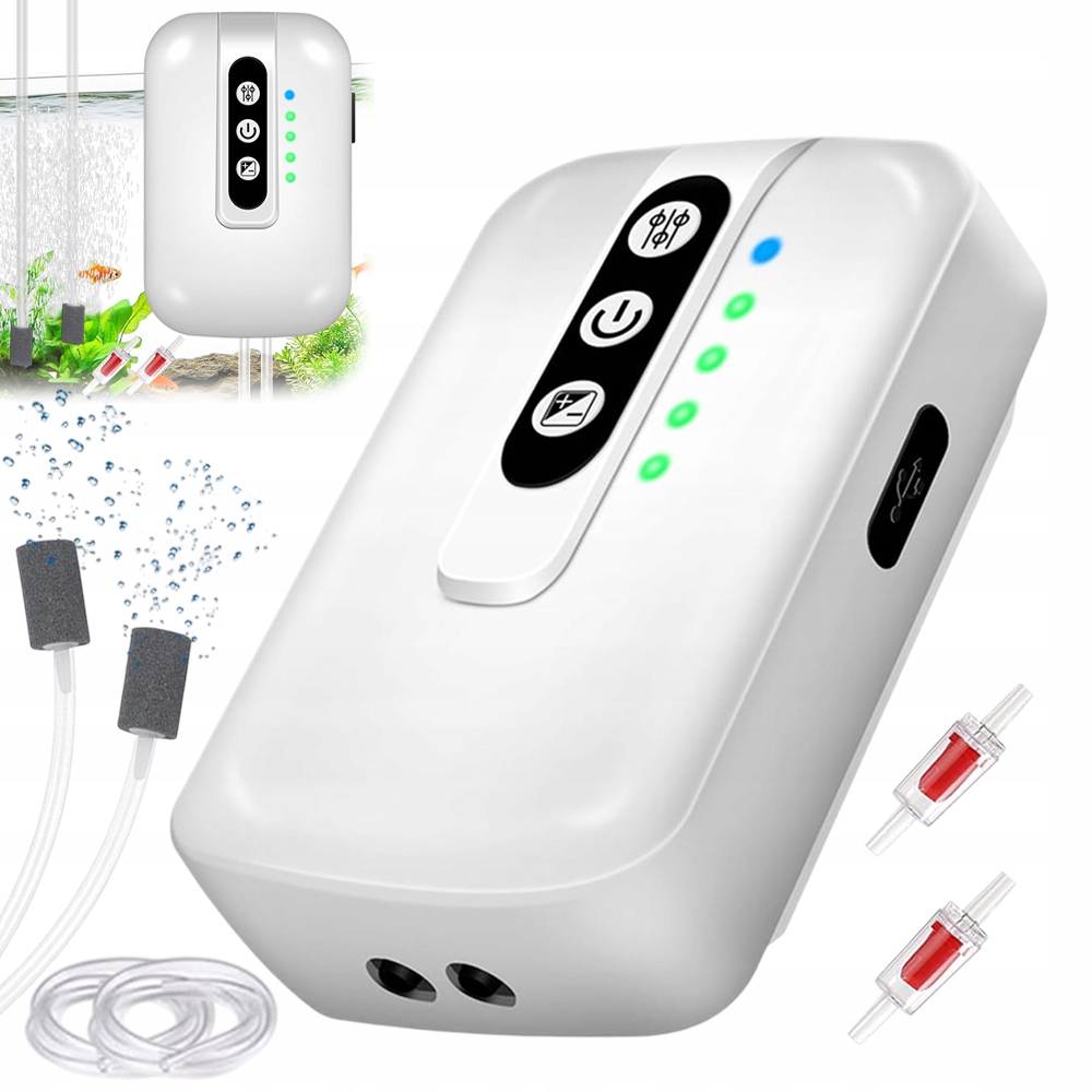 Levně Přenosný provzdušňovač pro akvarijní vzduchovou pumpu Akvarijní 2000 MAh 2W