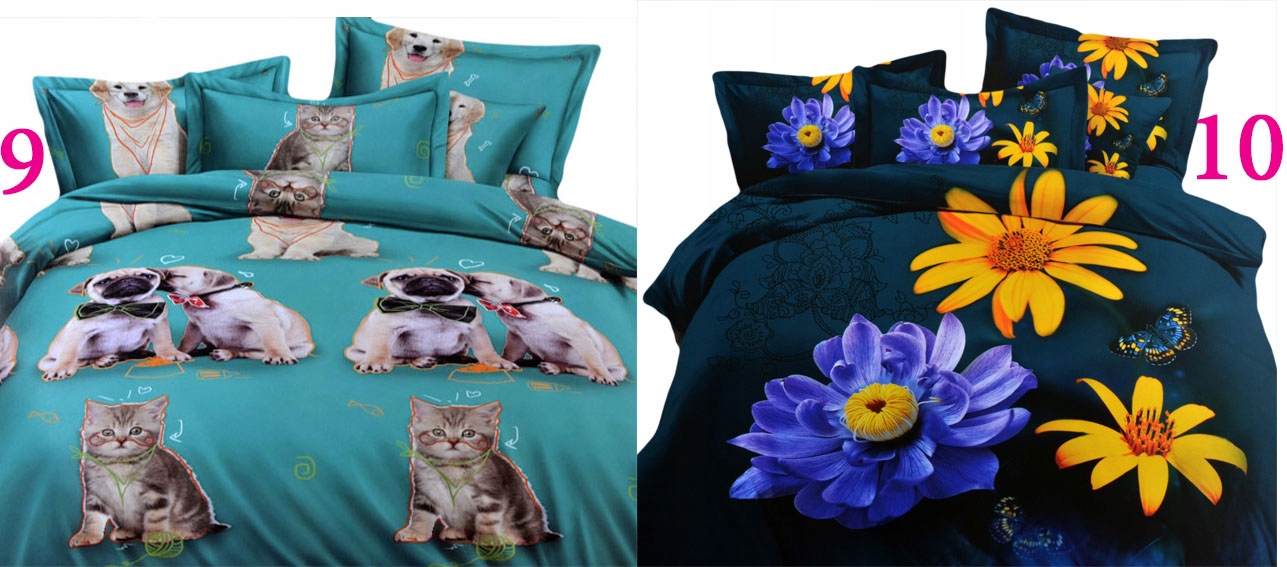 POŚCIEL 3d140x200 SATYNA BAWEŁNIANA 4cz.NOWE WZORY Kolor wielokolorowy