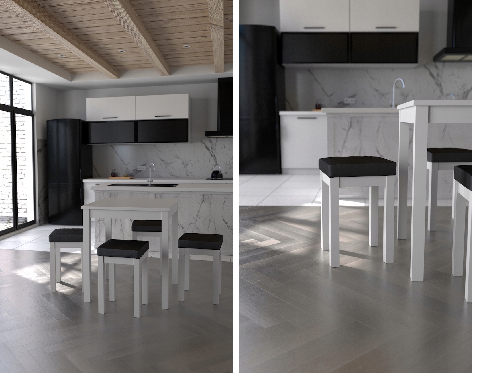 Taboret z poprzeczkami stołek Stelmach Ergo P tapicerowany buk RÓŻNE KOLORY Marka Meble Stelmach