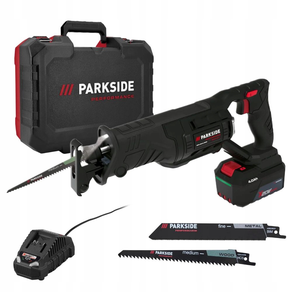 PIŁA SZABLASTA PARKSIDE PSSAP E5 20 V ZESTAW AKU 4AH ŁADOWARKA + WALIZKA