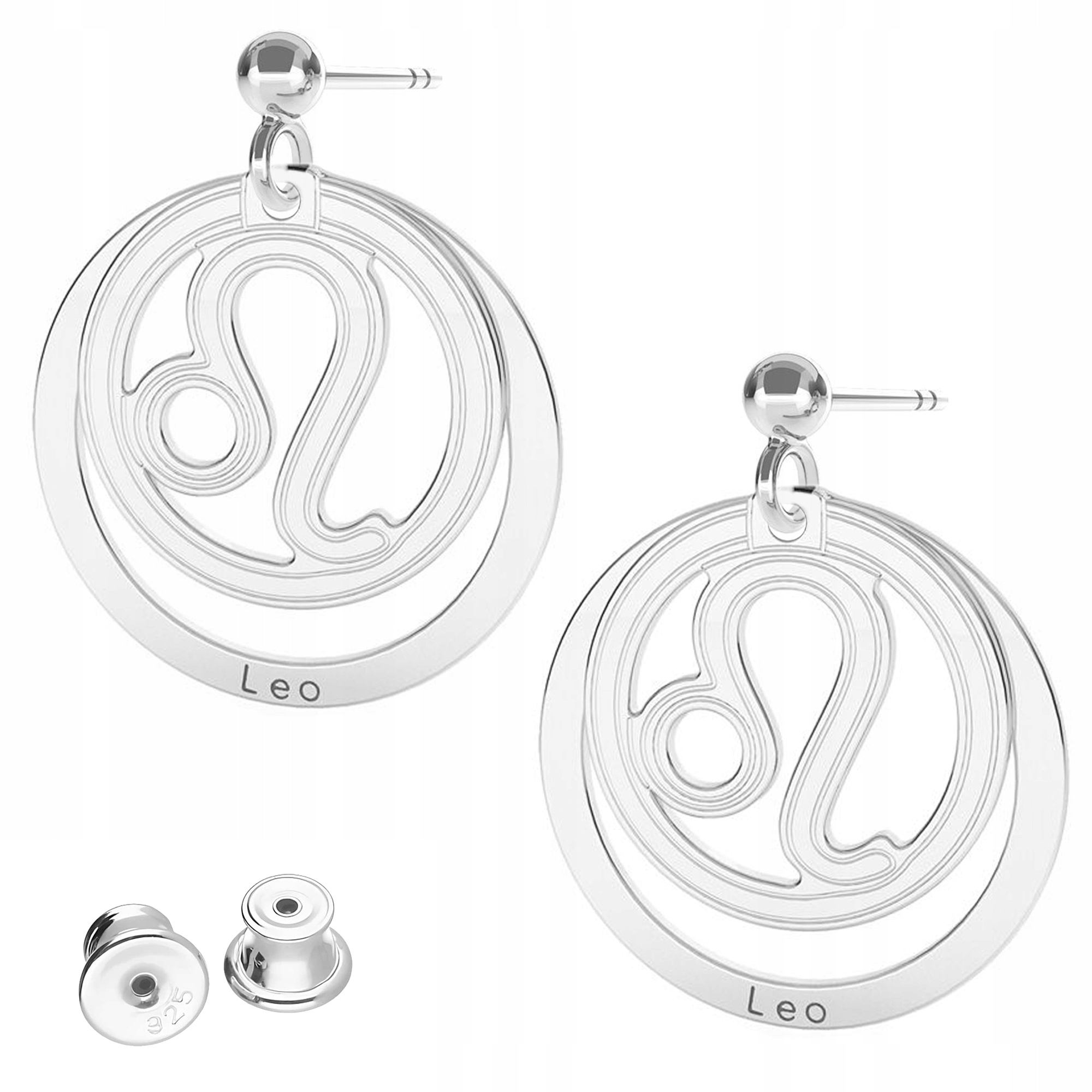 Stříbrné Náušnice Zvěrokruh Lev Leo Zodiac pro lva Stříbro 925