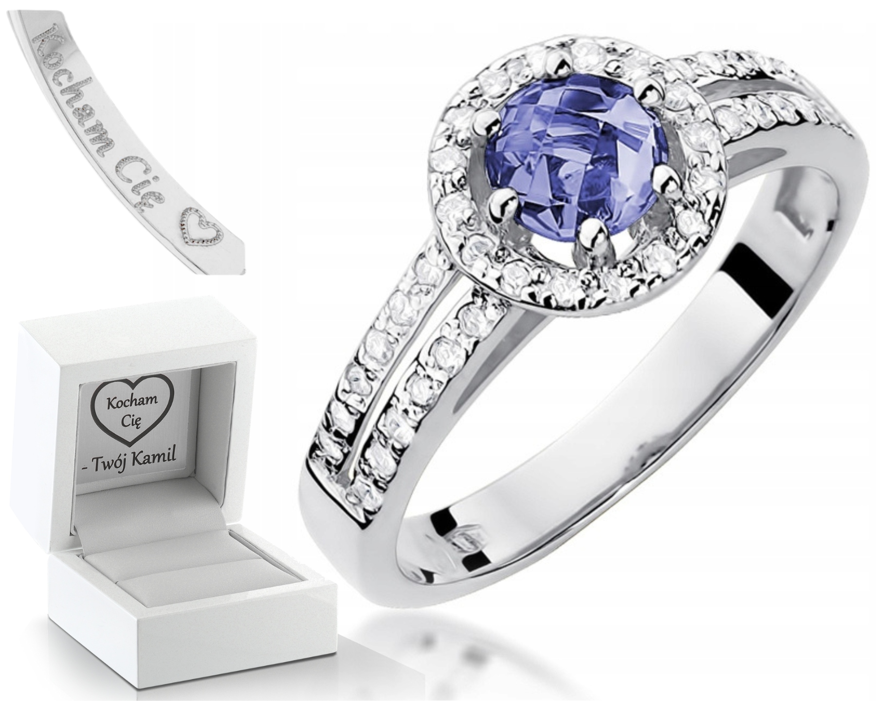 Prstýnek S Tanzanitem A Diamanty, Bílé Zlato