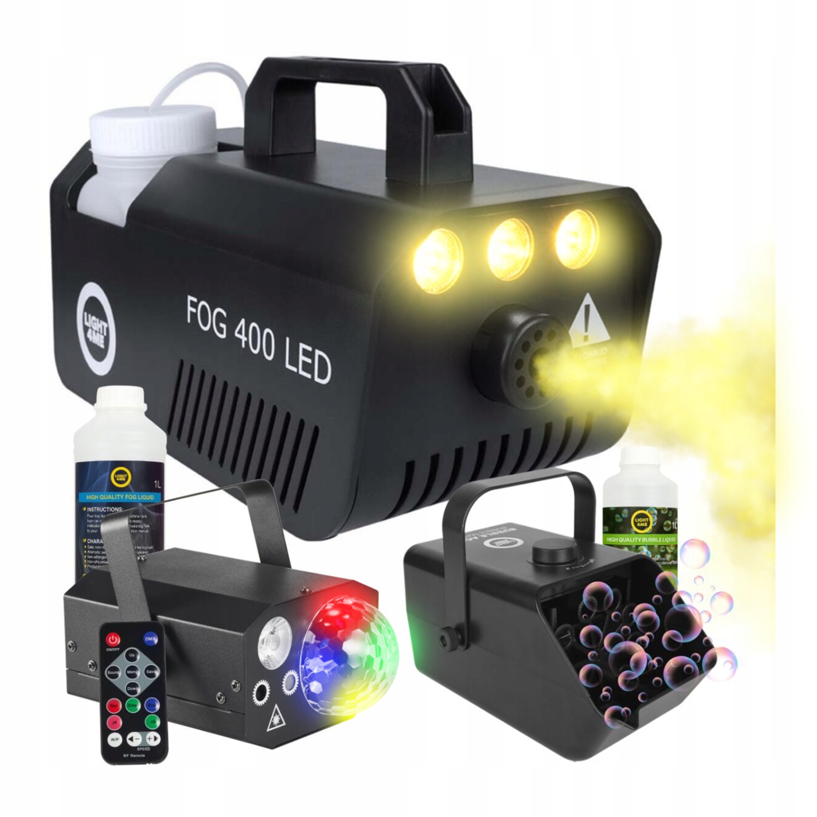 Wytwornica Dymu Dymiarka Led 400W Kula Disco Wytwornica Baniek Płyny 1L
