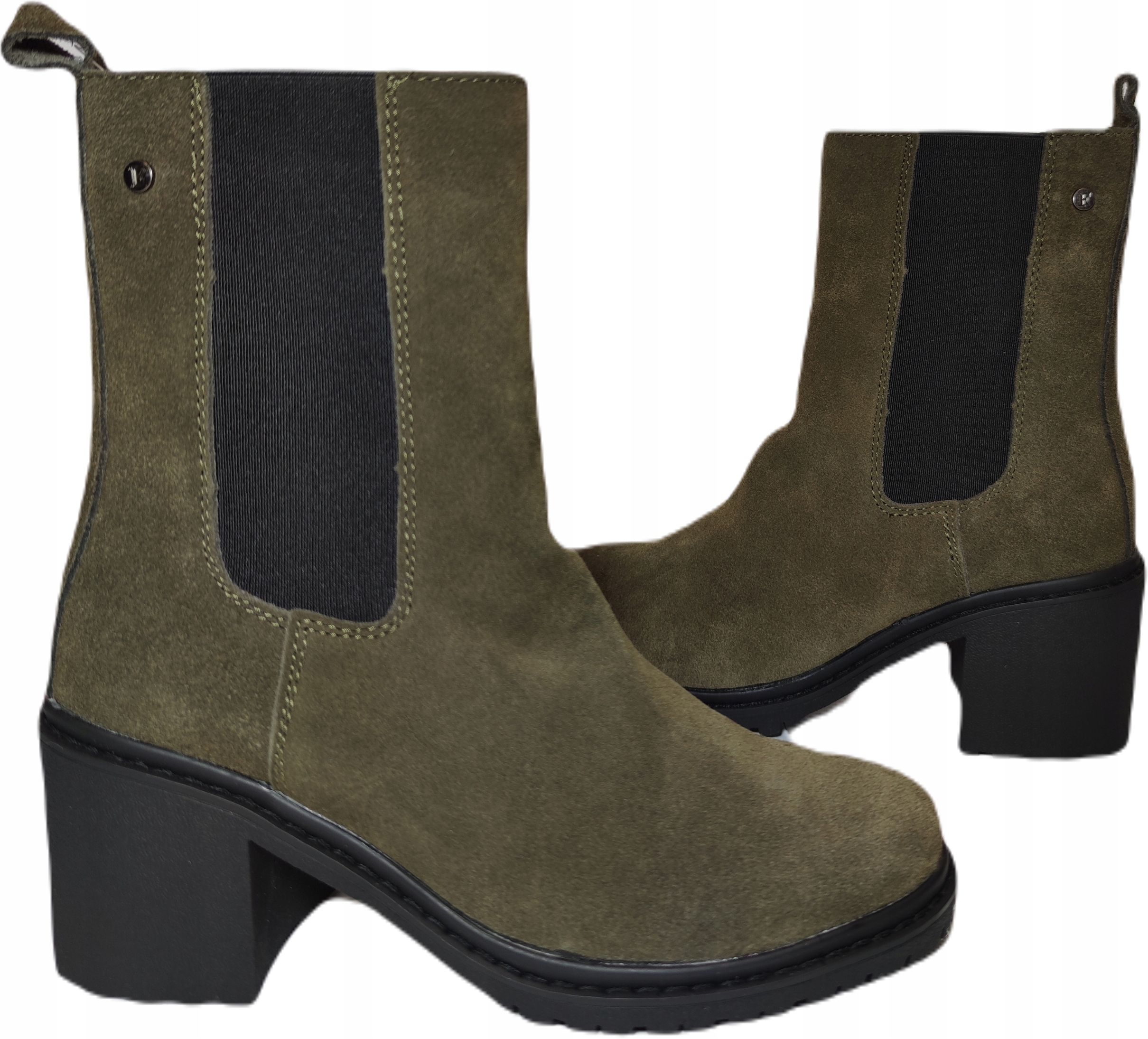 Módní kotníkové boty, podpatek Štyblety Filippo 4183 khaki r39