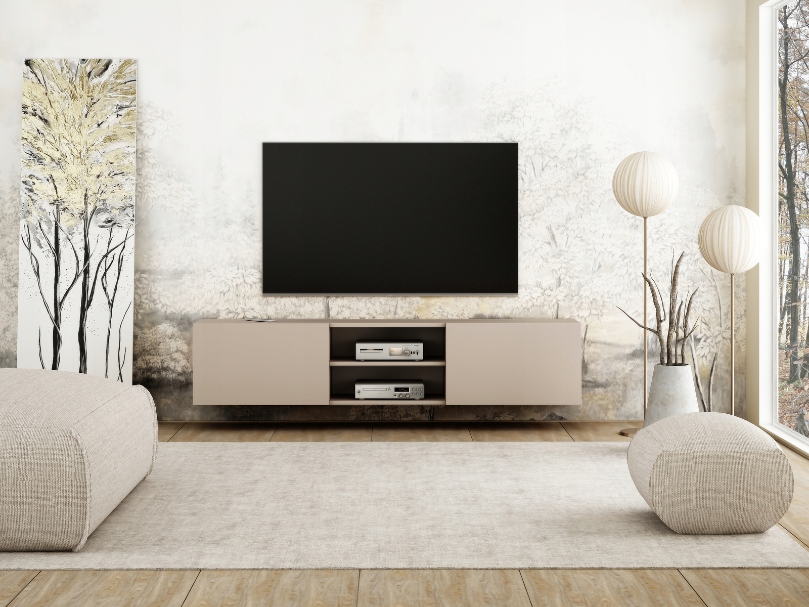 WYSOKA WISZĄCA SZAFKA RTV 120 CM RÓŻNE KOLORY STYL NOWOCZESNY