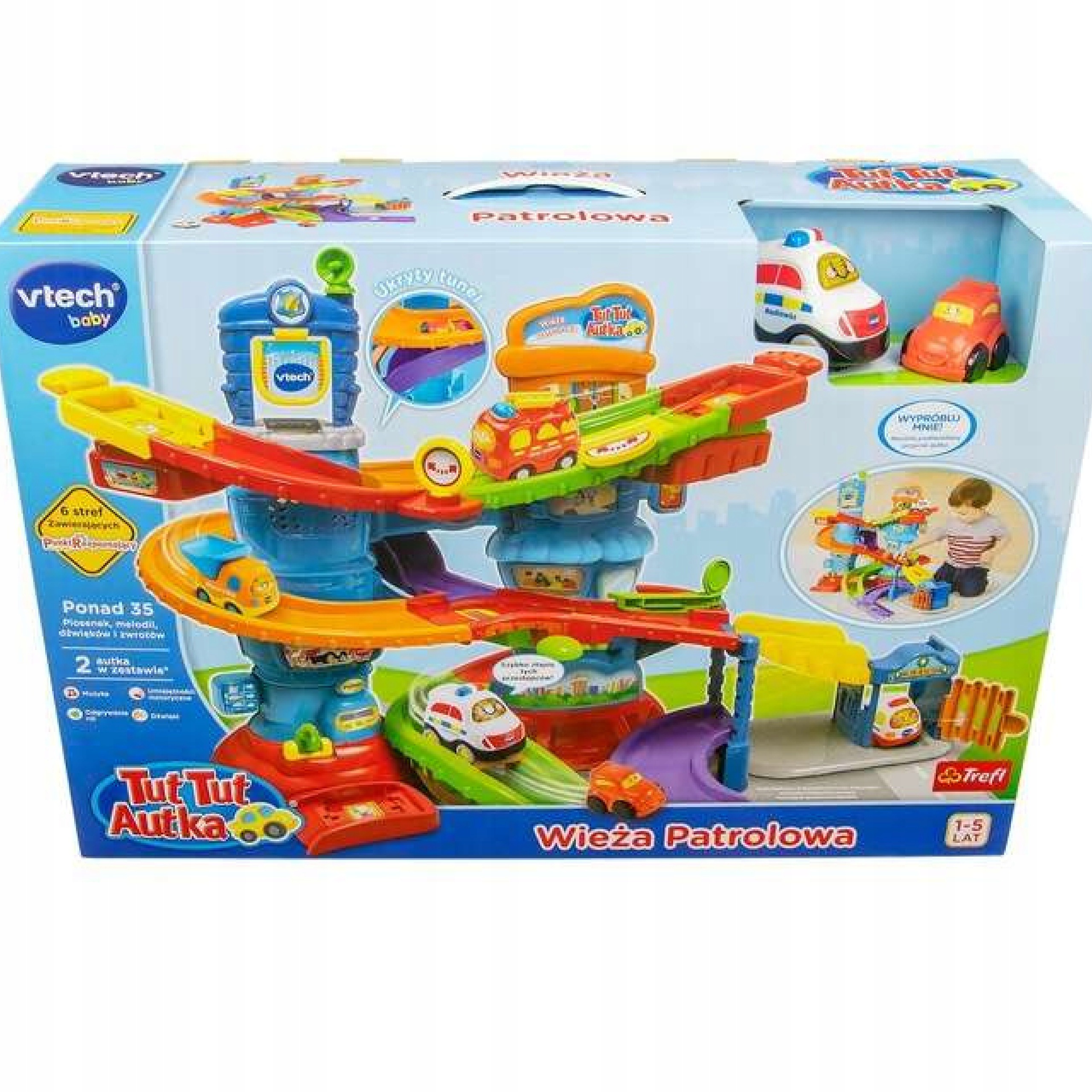 VTech Tut Tut Autka Zestaw Wieża patrolowa Trefl tor samochodowy 61460