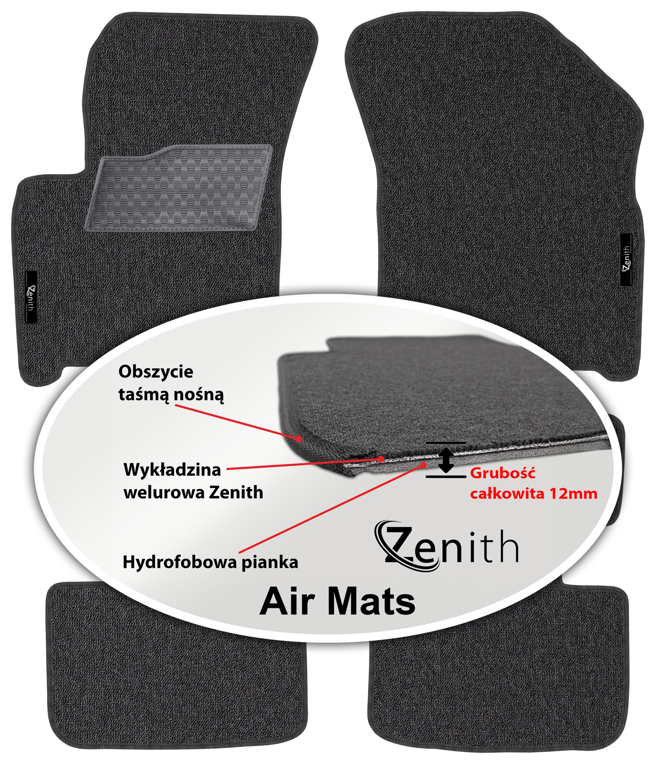 Fiat Sedici 2006-2014 Velúrové koberčeky do auta Zenith Air Mats