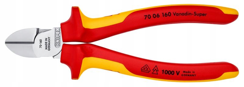 Boční štípací kleště chromované, izolované 1000 V Vde 160 mm 7006160 Knipex