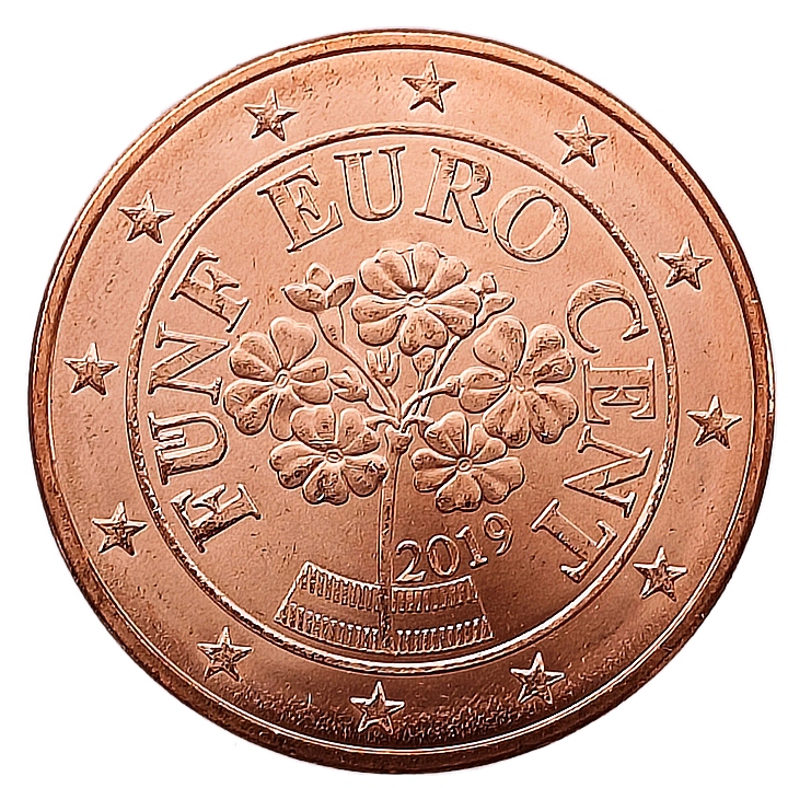 AUSTRIA 5 EURO CENTS 2019 KWIAT MENNICZA