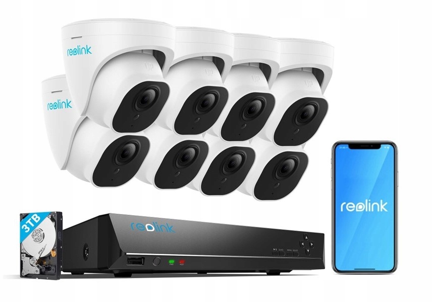Zestaw Reolink RLK16-820D8-A (8x kamera RLC-820+rejestrator +dysk 3TB)