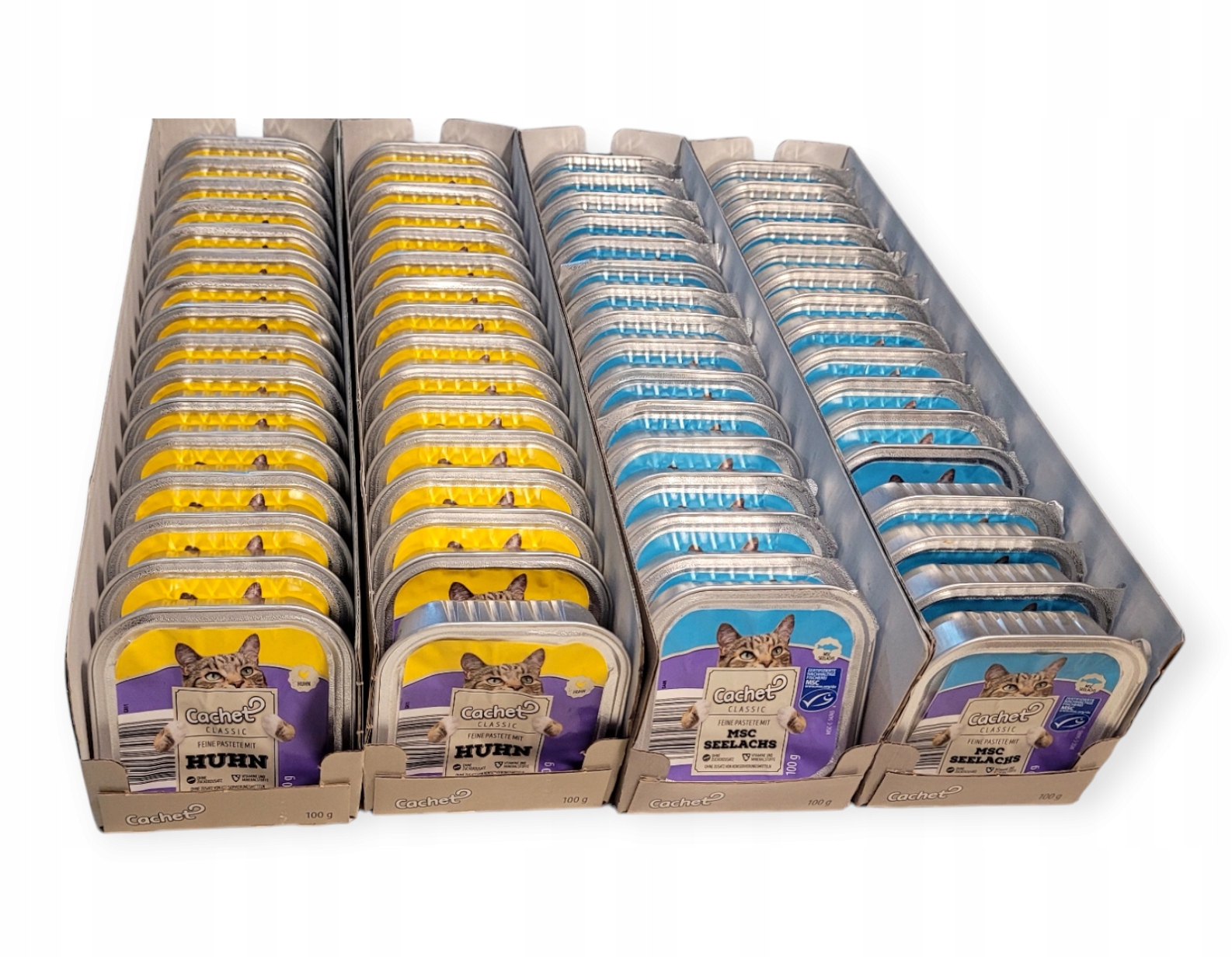 Levně Mokré krmivo pro kočky Cachet mix 2 příchutí 64 paštik