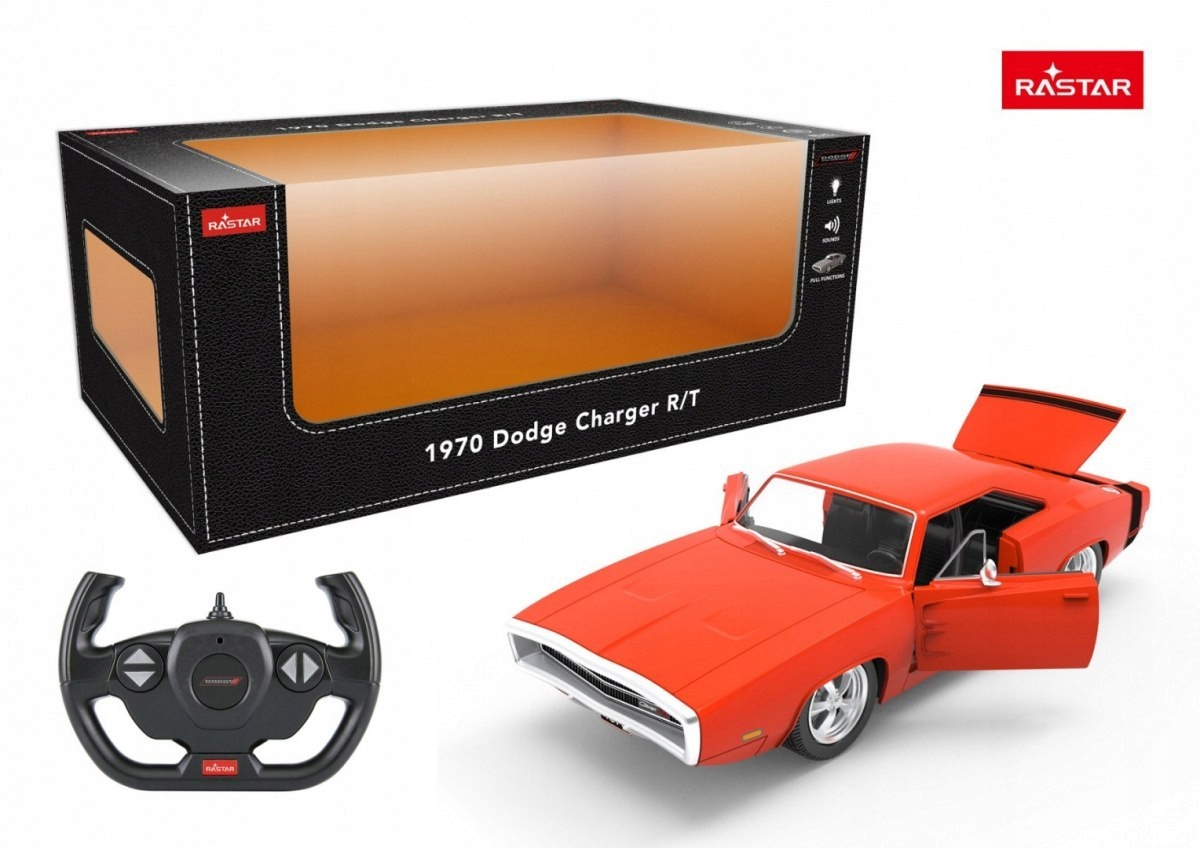 1970 Dodge Charger Rt czerwony Rastar model 1:16 Zdalnie sterowane auto