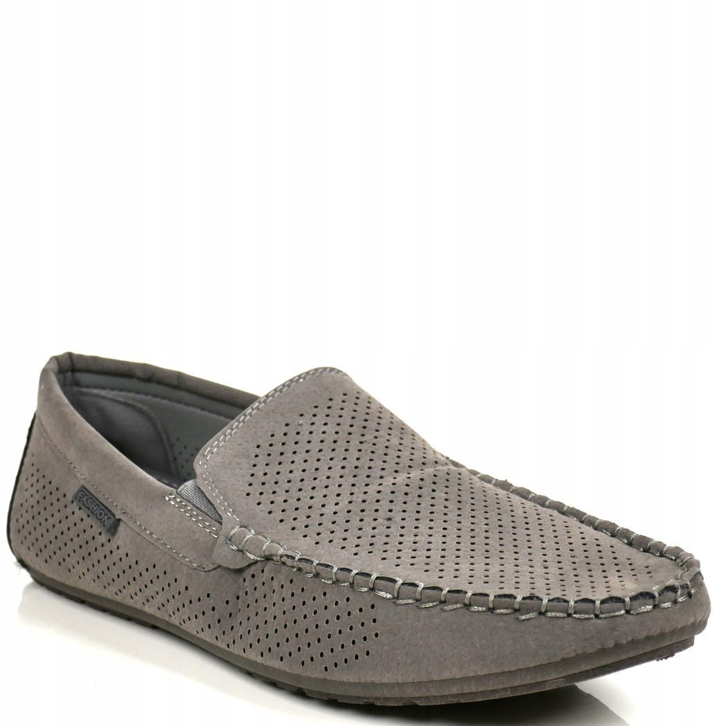 Pánské Ažurové Mokasíny Šedé Lehké, Módní, Pohodlné, Elegantní, Casual 40