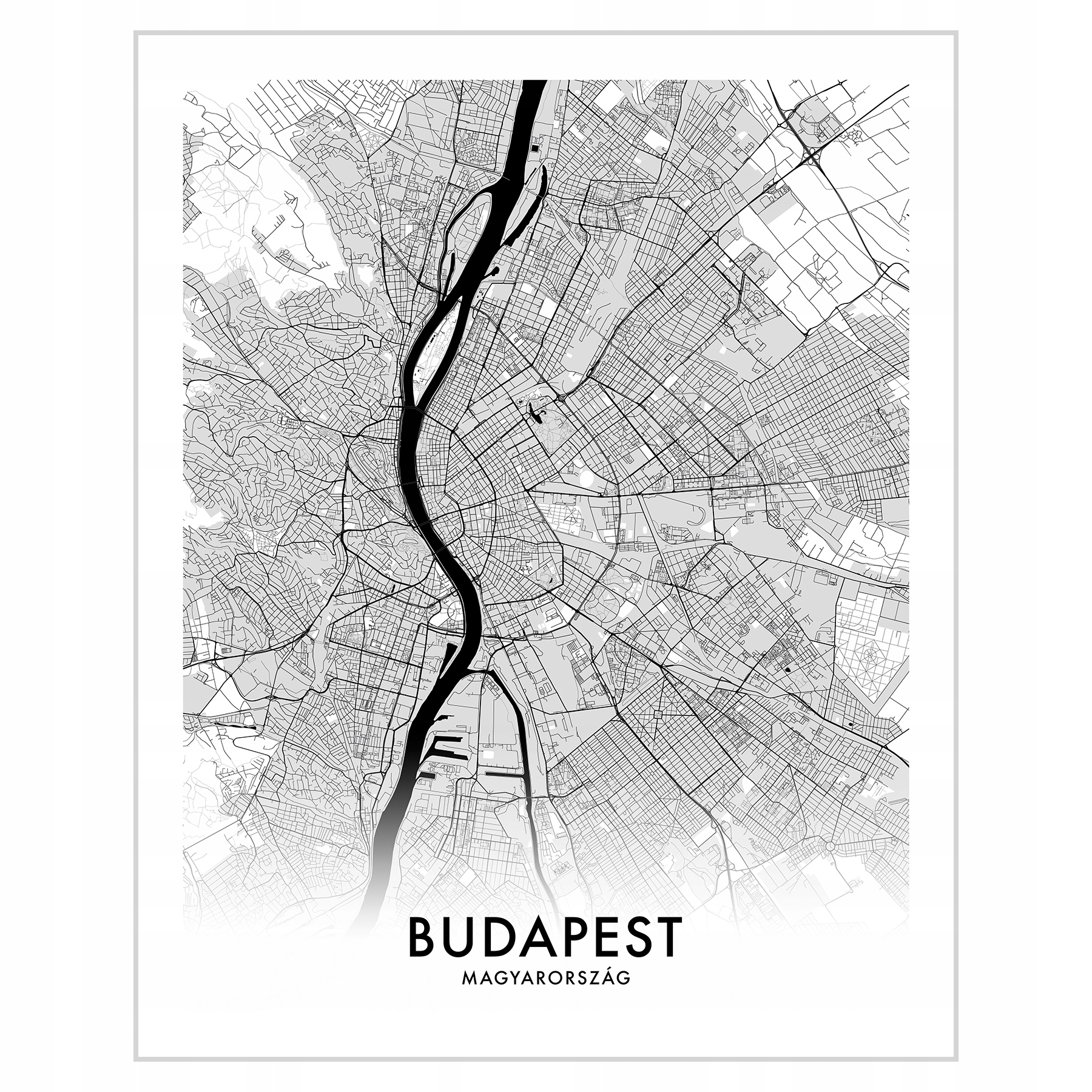 

Plakat 40x50 Mapa Budapeszt Kolor czarno-biały