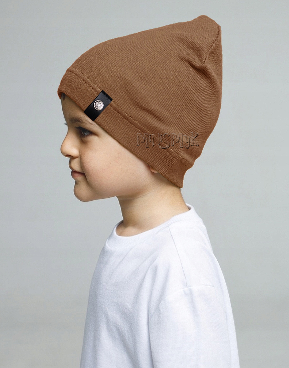 Komplet CZAPKA + TUBA komin beanie PRĄŻEK r. 50-52 Odcień karmelowy