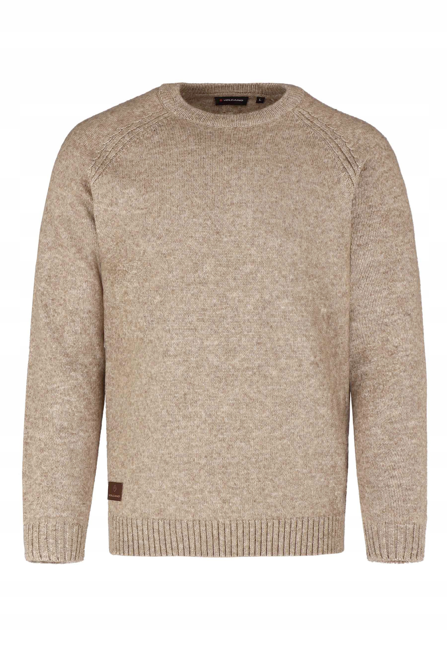 Pánský Svetr S Vlnou Regular Fit Béžový Volcano S-climb M