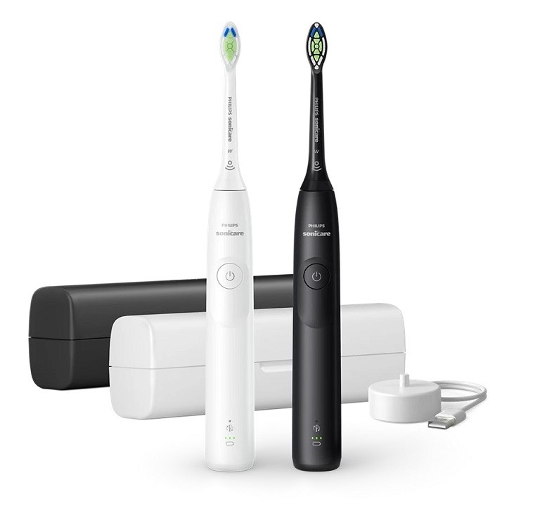 2x Philips Sonicare 5300 szczoteczka soniczna zestaw biała czarna HX7109/01