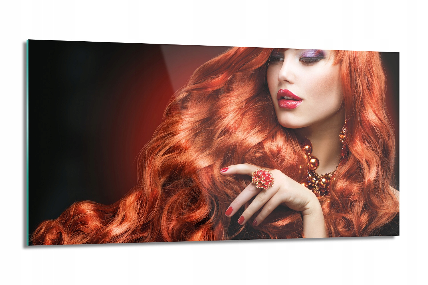 panel do kuchyne Žena vlasy ryšavé 100x50 zo skla
