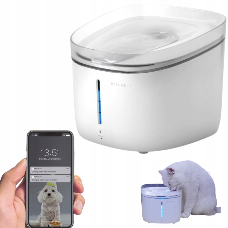 Levně Chytrá Fontána Pítko pro Psa a Kočku Petoneer Fresco Ultra Wifi 2l