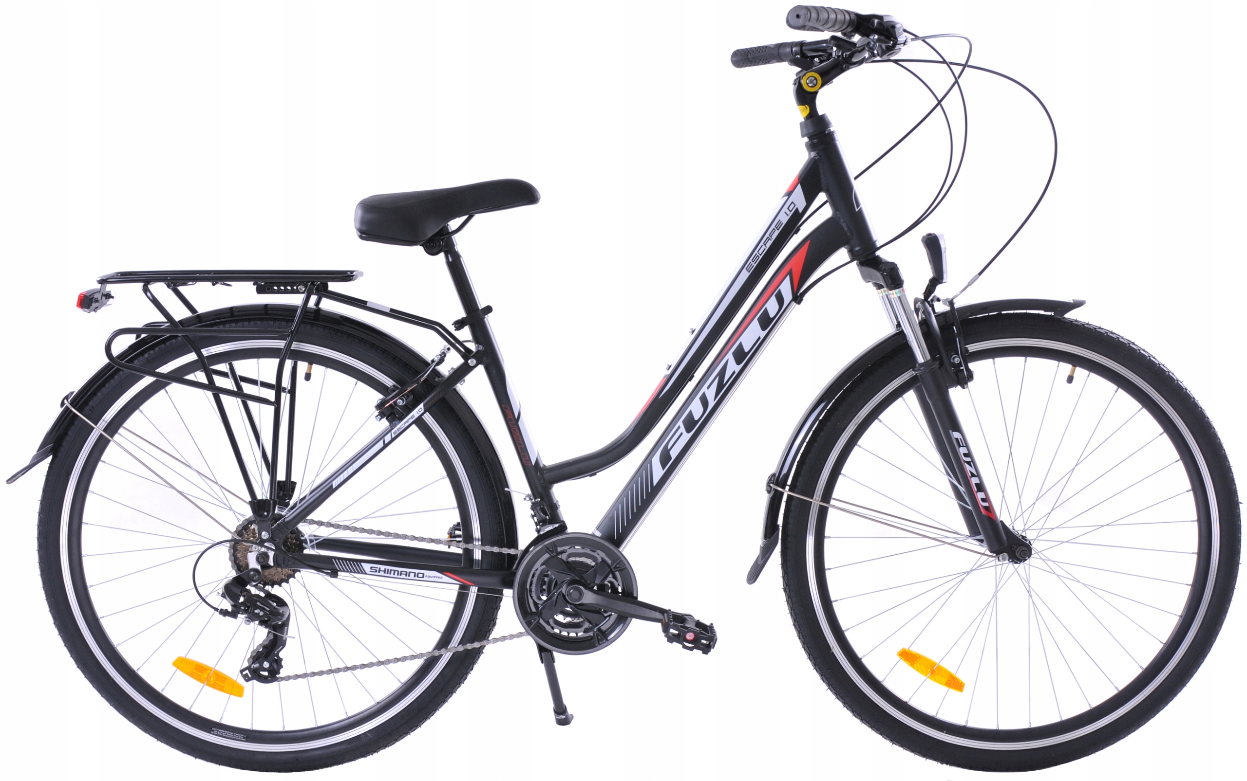 Rower trekkingowy 28 Fuzlu Escape 1.0 Lady 18'' czarny/czerwony/biały mat