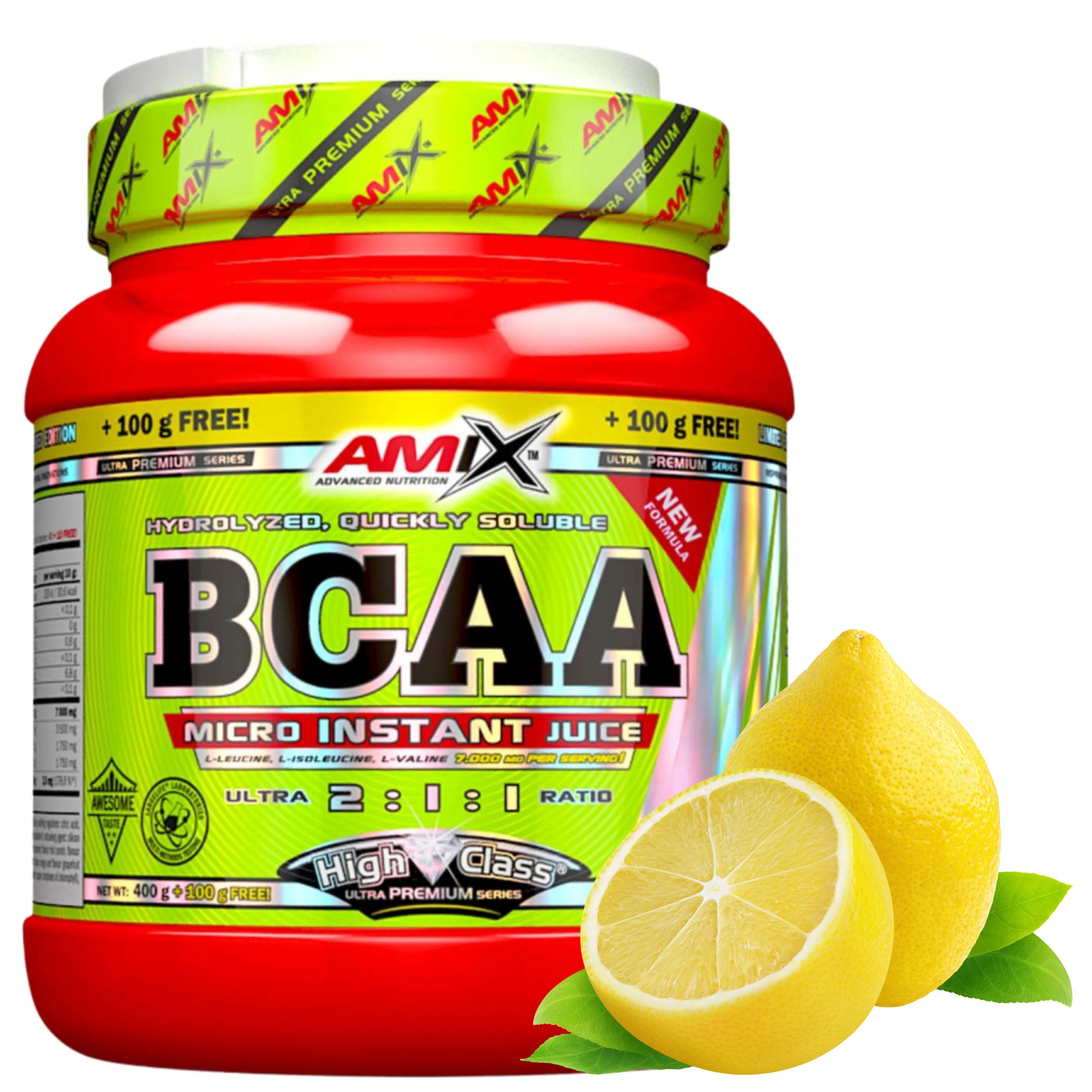 Bcaa Walina Leucin a Isoleucin Aminokyseliny s rozvětveným řetězcem 2:1:1 Citron 500 g