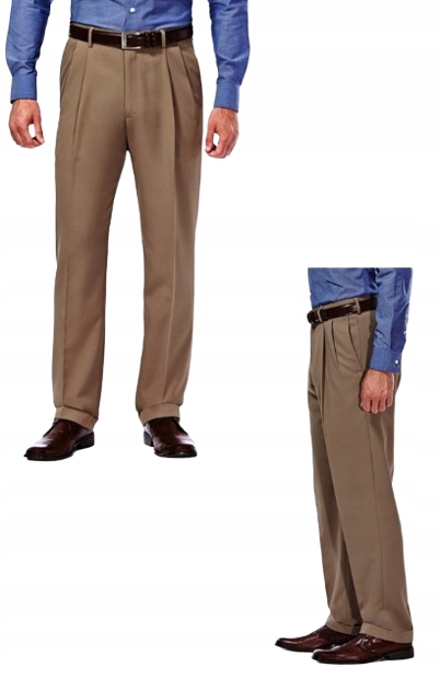 Haggar Klasické Chinos Kalhoty Hnědé S Manžetou 38/34 J9C