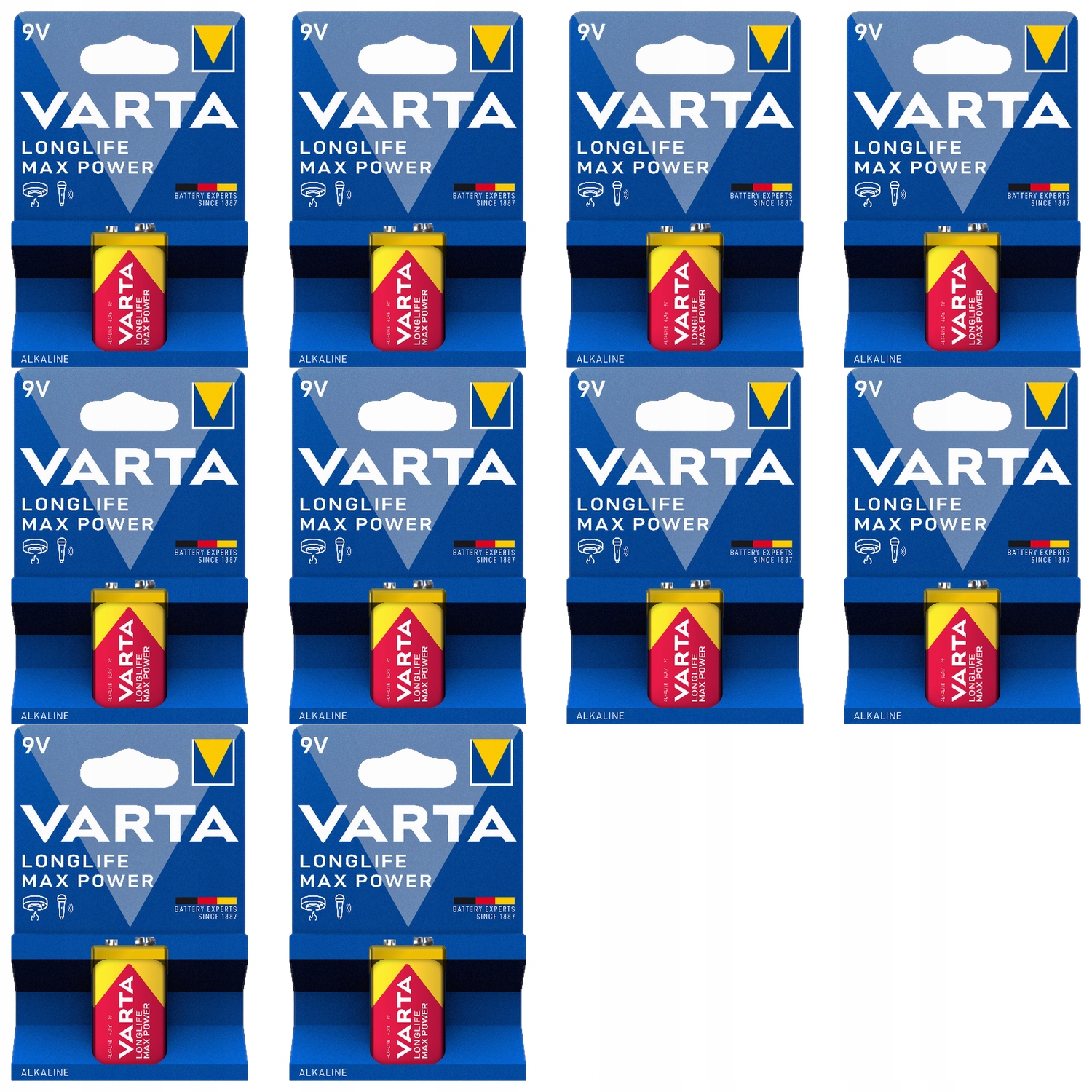 Varta LL Max PP3 Alkalická baterie 9V Kostka pro senzor Co mikrofonu x10