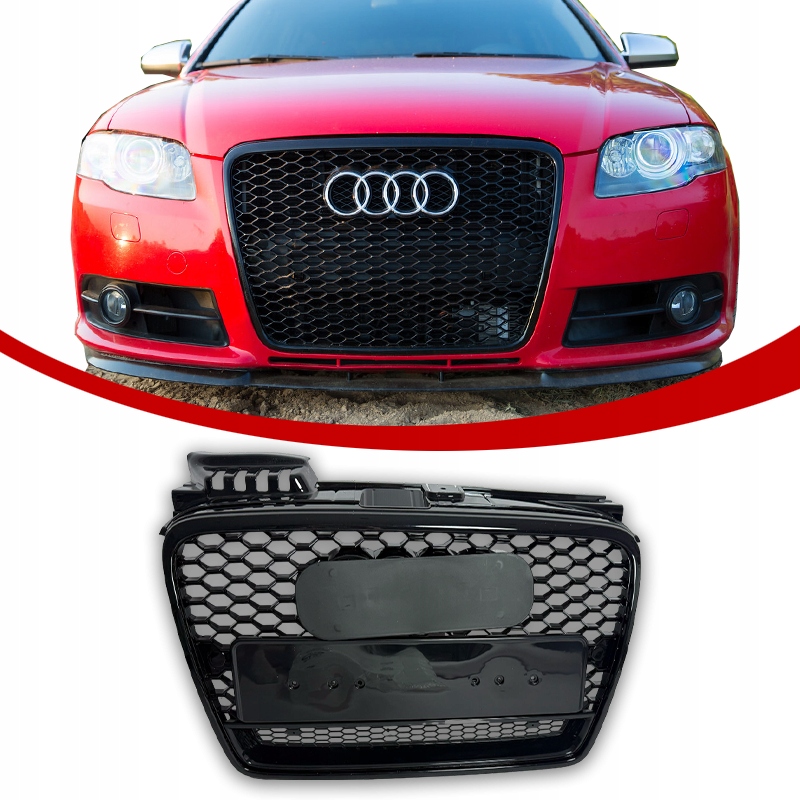 Audi A4 B7 Přední Atrapa Chladiče Medová Plástev 04-08 Černý Lesk