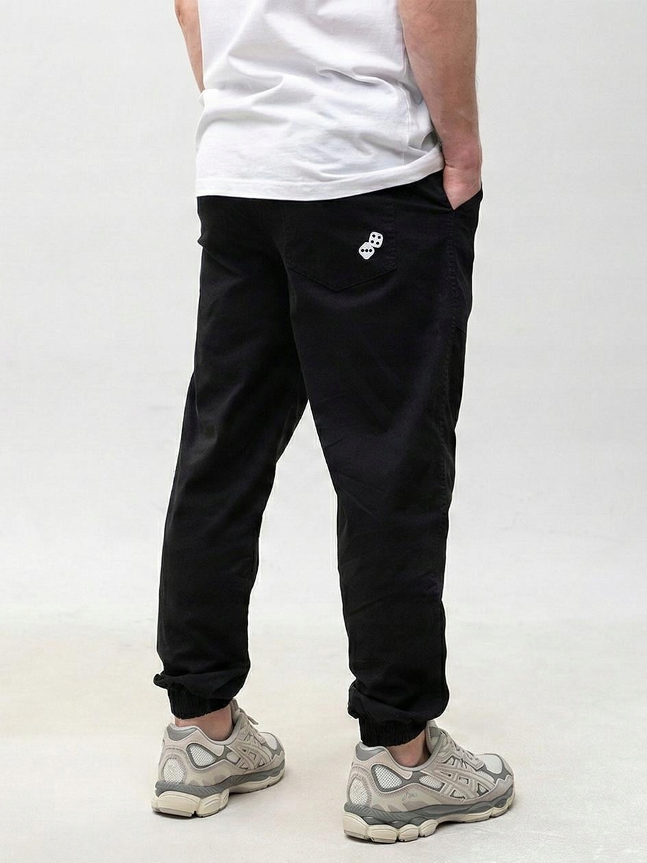 Pánské Jogger Materiálové Kalhoty Černé Lucky Dice Pracovní Kostky XXL