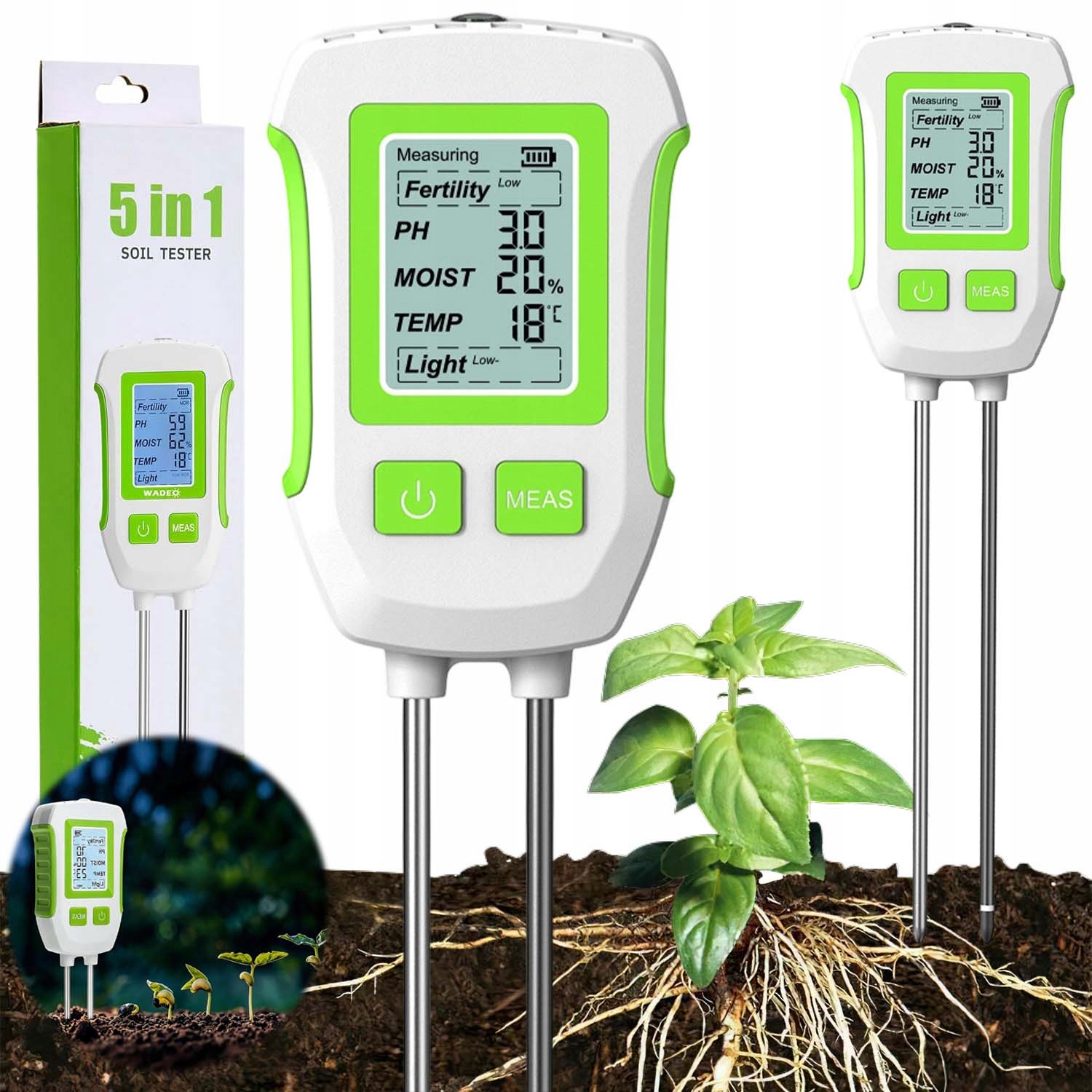 Půdní Kyseloměr Zahradní Tester 5V1 Ph Pro Půdu A Zeminu
