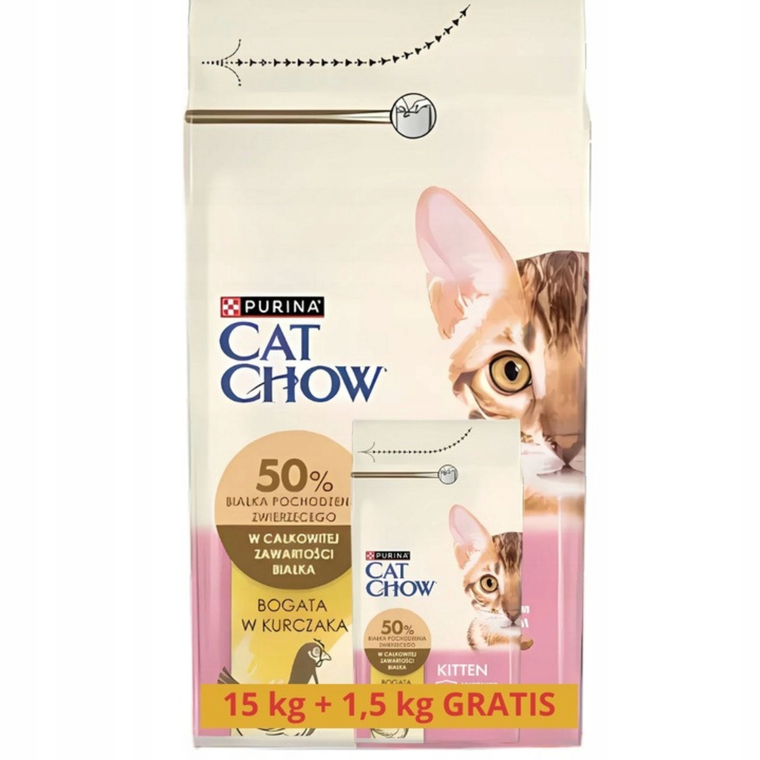 Levně Suché Krmivo Pro Kočky Cat Chow Kitten Kuře 15 kg 1.5 kg Bonus Koťata
