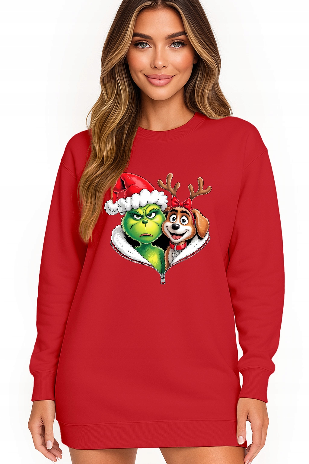 Mikina Dámská Vánoční Oversize Šaty Grinch Sob Dárek Vánoce S
