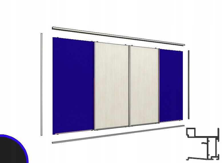

System przesuwny do szafy Gtv Nero 4,0m/4D Czarny