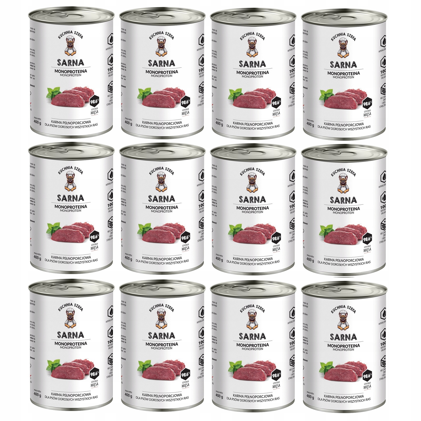 Kuchnia Szefa Mokra Karma Dla Psa Monoproteinowa Bez Zbóż Sarna 12x400g