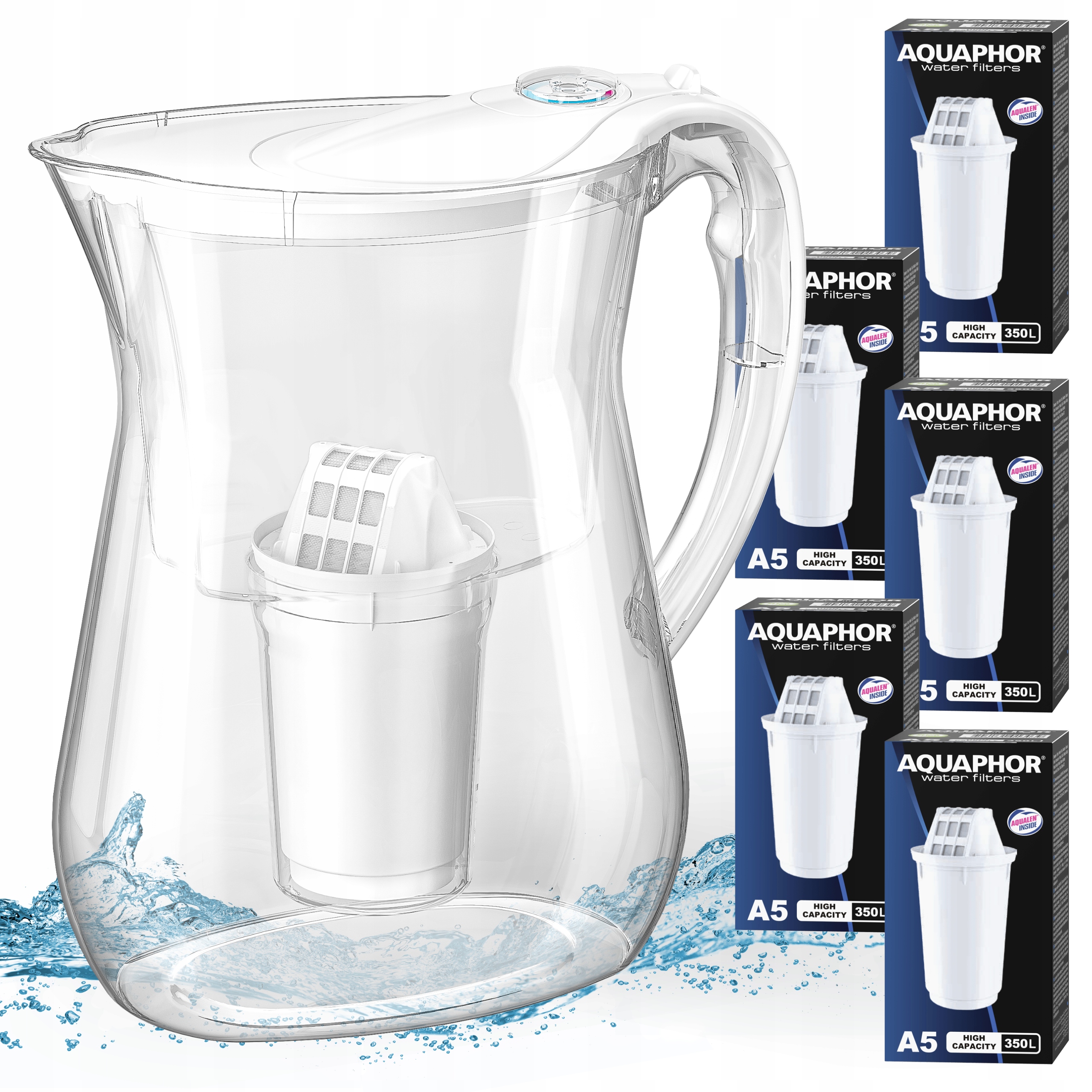 Filtrační konvice na vodu Aquaphor Lyon Bílá 3.8 l, 5 uhlíkových vložek A5