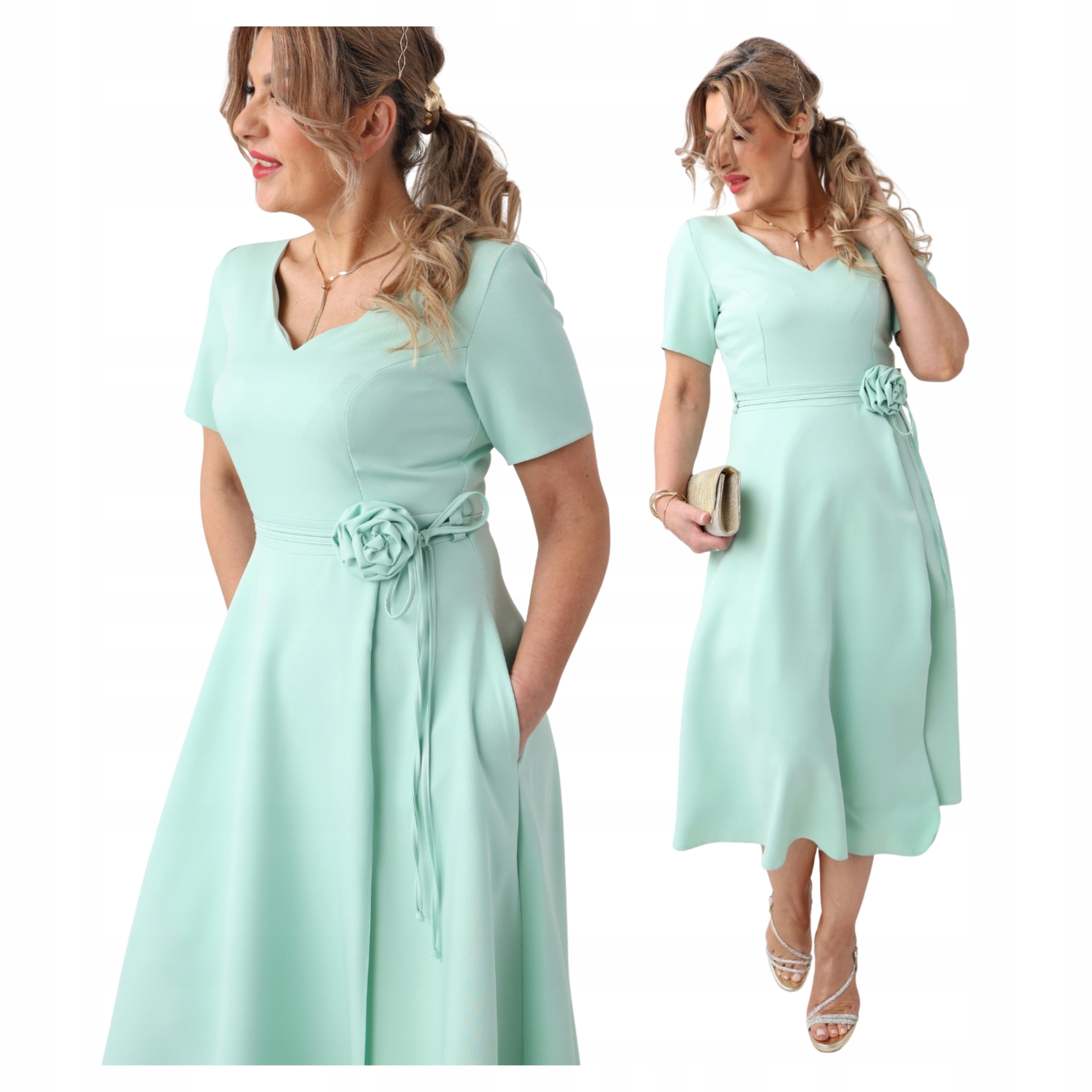 Sukienka wizytowa rozkloszowana Polski Producent duże rozmiary